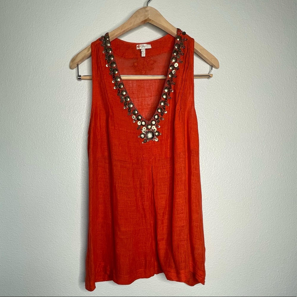 Joie Orange Silk tank top.